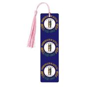 Lot de 5 marque-pages en bois avec pompons, motif drapeau de l'État du Kentucky