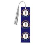 Lot de 5 marque-pages en bois avec pompons, motif drapeau de l'État du Kentucky