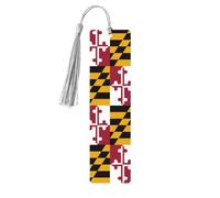 Lot de 5 marque-pages en bois avec pompons, motif drapeau de l'État du Maryland, cadeaux pour homme et femme