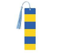 Lot de 5 marque-pages en bois avec pompons Motif drapeau de l'Ukraine