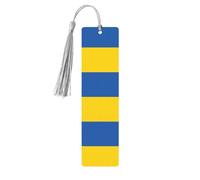 Lot de 5 marque-pages en bois avec pompons Motif drapeau de l'Ukraine