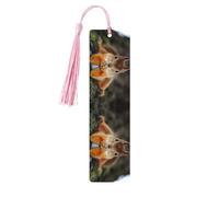 Lot de 5 marque-pages en bois avec pompons, motif écureuil amusant, marque-page, cadeaux pour homme et femme