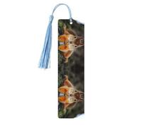 Lot de 5 marque-pages en bois avec pompons, motif écureuil amusant, marque-page, cadeaux pour homme et femme
