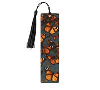 Lot de 5 marque-pages en bois avec pompons, motif papillons monarques oranges, cadeaux pour les amateurs de livres
