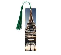 Lot de 5 marque-pages en bois avec pompons Motif paysage urbain Paris Tour Eiffel France