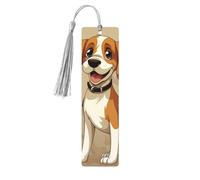Lot de 5 marque-pages en bois avec pompons vintage en bois de dessin animé Beagle Chiens fantaisie faits à la main pour lire des marqueurs de page en bois à suspendre pour les amateurs de livres