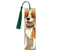 Lot de 5 marque-pages en bois avec pompons vintage en bois de dessin animé Beagle Chiens fantaisie faits à la main pour lire des marqueurs de page en bois à suspendre pour les amateurs de livres