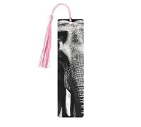 Lot de 5 marque-pages en bois avec pompons vintage en bois noir et blanc éléphant fantaisie fait à la main pour lire les marque-pages en bois à suspendre pour les amateurs de livres