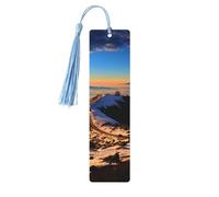 Lot de 5 marque-pages en bois avec pompons vintage Mauna Kea Summit Sunset Fancy fait à la main pour lire des marque-pages en bois à suspendre pour les amateurs de livres