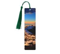 Lot de 5 marque-pages en bois avec pompons vintage Mauna Kea Summit Sunset Fancy fait à la main pour lire des marque-pages en bois à suspendre pour les amateurs de livres