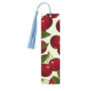 Lot de 5 marque-pages en bois de cerisier avec pompons bleu ciel imprimés recto-verso - Accessoires de livre - Cadeau pour les amateurs de livres - Pour homme et femme