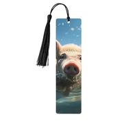 Lot de 5 marque-pages en bois faits à la main avec pompons noirs imprimés recto-verso pour les amateurs de livres, femmes et hommes