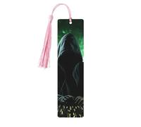 Lot de 5 marque-pages en bois « Hacker Attack » - Fait à la main - Imprimé double face - Avec pompons roses - Cadeau pour les amateurs de livres - Pour homme et femme