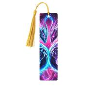 Lot de 5 marque-pages en bois imprimé double face avec motif dragon - Cadeau pour les amateurs de livres - Accessoires cool pour ordinateur portable - Cadeaux d'anniversaire pour homme