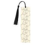 Lot de 5 marque-pages en bois imprimé éléphant blanc pour homme et femme, marque-pages avec pompon, cadeaux pour les amateurs de livres
