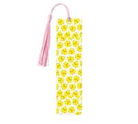 Lot de 5 marque-pages en bois imprimé poulet jaune pour homme et femme, marque-pages avec pompon, cadeaux pour les amateurs de livres