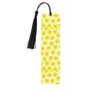 Lot de 5 marque-pages en bois imprimé poulet jaune pour homme et femme, marque-pages avec pompon, cadeaux pour les amateurs de livres