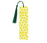 Lot de 5 marque-pages en bois imprimé poulet jaune pour homme et femme, marque-pages avec pompon, cadeaux pour les amateurs de livres