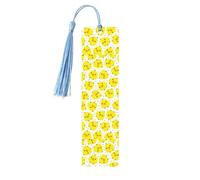 Lot de 5 marque-pages en bois imprimé poulet jaune pour homme et femme, marque-pages avec pompon, cadeaux pour les amateurs de livres
