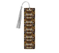 Lot de 5 marque-pages en bois imprimé serpent jaune pour homme et femme, marque-pages avec pompon, cadeaux pour les amateurs de livres