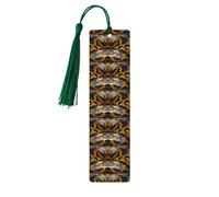 Lot de 5 marque-pages en bois imprimé serpent jaune pour homme et femme, marque-pages avec pompon, cadeaux pour les amateurs de livres