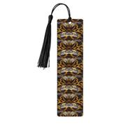 Lot de 5 marque-pages en bois imprimé serpent jaune pour homme et femme, marque-pages avec pompon, cadeaux pour les amateurs de livres