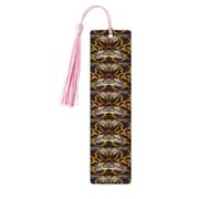 Lot de 5 marque-pages en bois imprimé serpent jaune pour homme et femme, marque-pages avec pompon, cadeaux pour les amateurs de livres