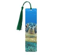 Lot de 5 marque-pages en bois imprimé tortues de mer avec pompons, marque-pages de lecture, cadeaux pour homme et femme