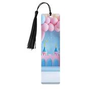 Lot de 5 marque-pages en bois imprimés double face avec châteaux de fées et ballons de fleurs, cadeaux pour les amateurs de livres, accessoires de cahier, cadeaux d'anniversaire pour homme