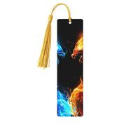 Lot de 5 marque-pages en bois imprimés double face avec dragon de feu et dragon de glace, cadeaux pour femmes pour les amateurs de livres, accessoires de cahier, cadeaux d'anniversaire pour homme