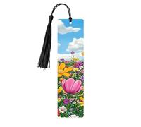 Lot de 5 marque-pages en bois imprimés double face avec fleur de printemps - Cadeaux pour les amateurs de livres - Accessoires cool pour ordinateur portable - Cadeaux d'anniversaire pour homme