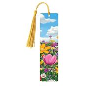 Lot de 5 marque-pages en bois imprimés double face avec fleur de printemps - Cadeaux pour les amateurs de livres - Accessoires cool pour ordinateur portable - Cadeaux d'anniversaire pour homme