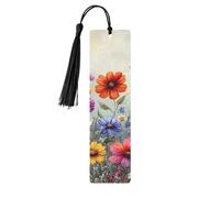 Lot de 5 marque-pages en bois imprimés double face avec fleurs sauvages sur le thème du printemps, cadeaux pour les amateurs de livres, accessoires de cahier, cadeaux d'anniversaire pour homme