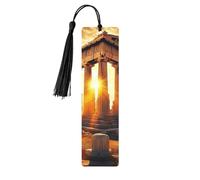 Lot de 5 marque-pages en bois imprimés double face avec motif d'architecture grecque antique, cadeau pour les amateurs de livres, accessoires de cahier, cadeaux d'anniversaire pour homme
