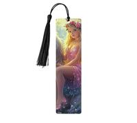 Lot de 5 marque-pages en bois imprimés double face avec motifs licornes et fées - Cadeaux pour les amateurs de livres - Accessoires cool pour ordinateur portable - Cadeaux d'anniversaire pour homme