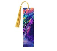 Lot de 5 marque-pages en bois imprimés double face en forme de dragon à cinq couleurs, cadeaux pour les amateurs de livres, accessoires de cahier, cadeaux d'anniversaire pour homme