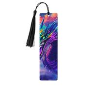 Lot de 5 marque-pages en bois imprimés double face en forme de dragon à cinq couleurs, cadeaux pour les amateurs de livres, accessoires de cahier, cadeaux d'anniversaire pour homme