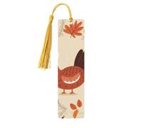 Lot de 5 marque-pages en bois imprimés double face en forme de feuille d'érable de Turquie - Cadeaux pour les amateurs de livres - Accessoires cool pour ordinateur portable - Cadeaux d'anniversaire