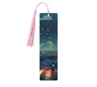 Lot de 5 marque-pages en bois « Magical Nights » pour les amateurs de livres, loisirs créatifs en bois avec pompons colorés, étiquettes cadeaux insolites pour hommes et femmes