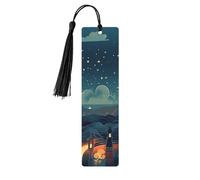 Lot de 5 marque-pages en bois « Magical Nights » pour les amateurs de livres, loisirs créatifs en bois avec pompons colorés, étiquettes cadeaux insolites pour hommes et femmes