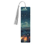 Lot de 5 marque-pages en bois « Magical Nights » pour les amateurs de livres, loisirs créatifs en bois avec pompons colorés, étiquettes cadeaux insolites pour hommes et femmes