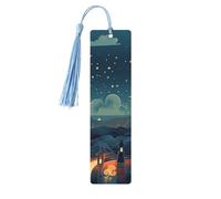 Lot de 5 marque-pages en bois « Magical Nights » pour les amateurs de livres, loisirs créatifs en bois avec pompons colorés, étiquettes cadeaux insolites pour hommes et femmes