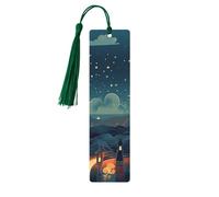 Lot de 5 marque-pages en bois « Magical Nights » pour les amateurs de livres, loisirs créatifs en bois avec pompons colorés, étiquettes cadeaux insolites pour hommes et femmes