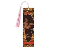 Lot de 5 marque-pages en bois motif carte africaine ethnique pour les amateurs de livres, loisirs créatifs en bois avec pompons colorés, étiquettes cadeaux insolites pour hommes et femmes