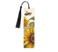 Lot de 5 marque-pages en bois pour homme et femme, abeilles, tournesols, marguerites, roses, marque-pages uniques faits à la main avec pampille, marque-page en bois pour enseignants, cadeau