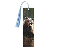 Lot de 5 marque-pages en bois pour homme et femme avec trous et glands - Marque-page vintage en forme d'ours marron - Pour protéger les petits - Ornements faits à la main - Marque-pages pour cadeaux