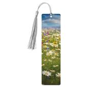 Lot de 5 marque-pages en bois pour homme et femme avec trous et glands - Style vintage - Fleurs de prairie de printemps - Décorations faites à la main pour cadeaux