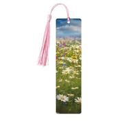 Lot de 5 marque-pages en bois pour homme et femme avec trous et glands - Style vintage - Fleurs de prairie de printemps - Décorations faites à la main pour cadeaux