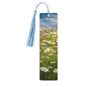 Lot de 5 marque-pages en bois pour homme et femme avec trous et glands - Style vintage - Fleurs de prairie de printemps - Décorations faites à la main pour cadeaux