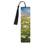 Lot de 5 marque-pages en bois pour homme et femme avec trous et glands - Style vintage - Fleurs de prairie de printemps - Décorations faites à la main pour cadeaux